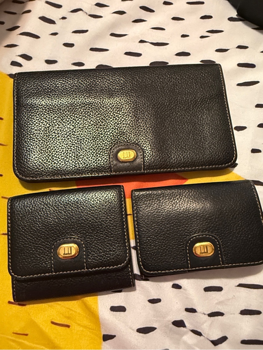 Set of 3 dunhill long wallet-coin purse-key holder Pre-loved